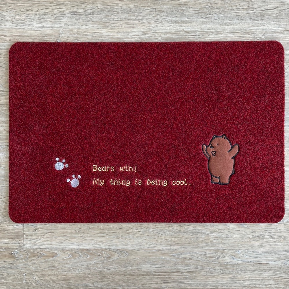 Cute red bear design doormat